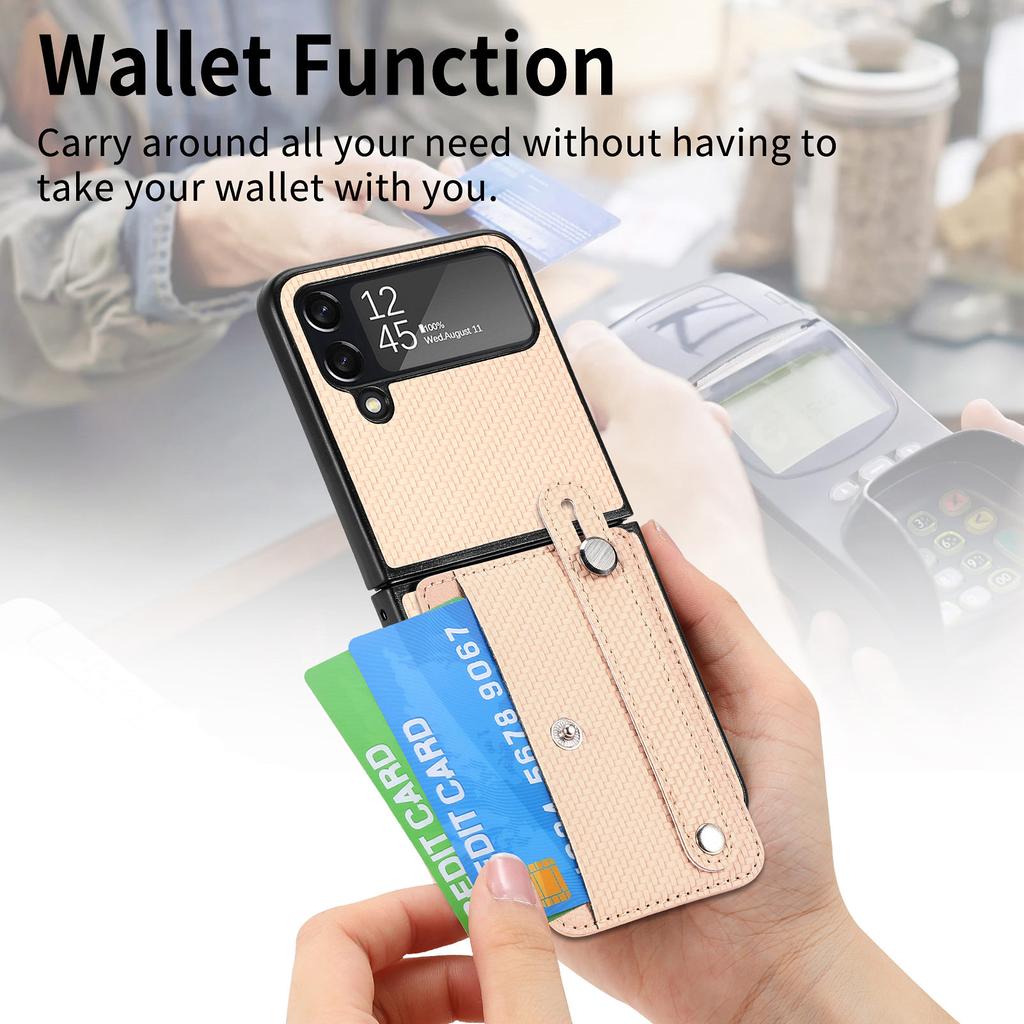 Чехол-кошелек из углеродного волокна с защитой от пыли для Samsung Galaxy Z Flip 4 5 5g Flip4 Flip3 Flip5 Flip 3 Zflip5 противоударный держатель для карт