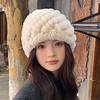 Шапка из натурального кроличьего меха рекс Женская утолщенная шапка для волос Меховая защита от холода и тепла Защита ушей Плюшевая вязаная шапка Осень-зима Шапка-балаклава