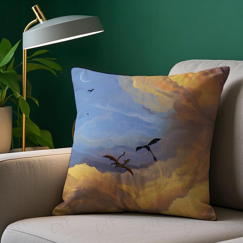 F-Четвертый W-Wing Дракон Наволочка Наволочка Клещестойкая Подушка Невидимая молния Шелковистый короткий плюш Чехол для диванной подушки