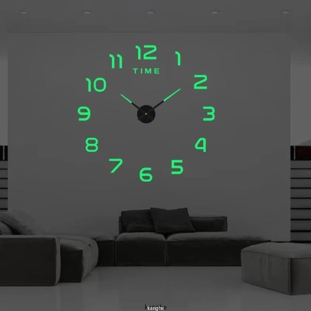 Modern Design Home Wall Clock Frameless Acrylic Night light Arrows Decal Mirror Stickers Wall Decoration Silent Clock