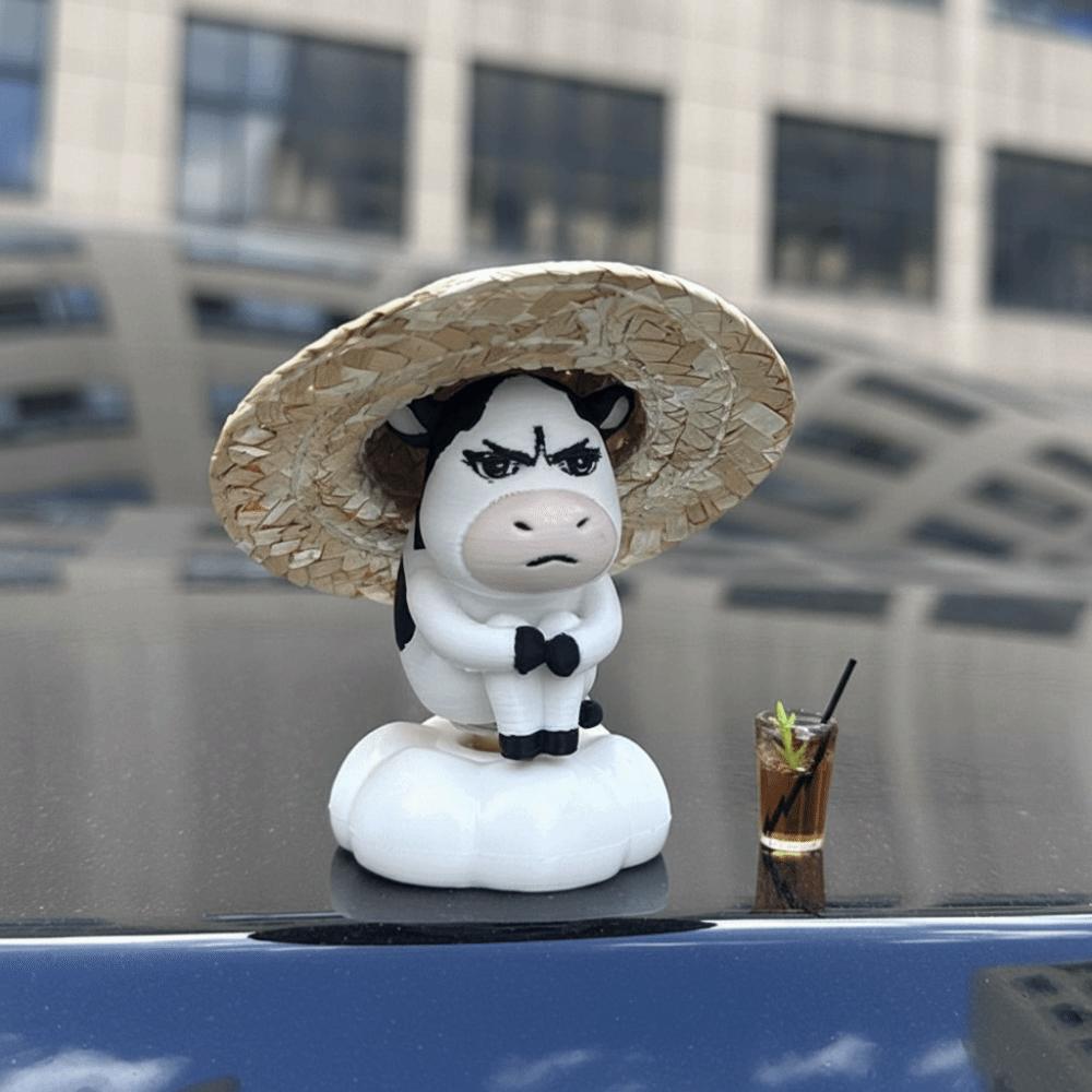 Cute Grass Cow Figure Ugly-cute Car Ornament Emo Center Console Decoration Center Console