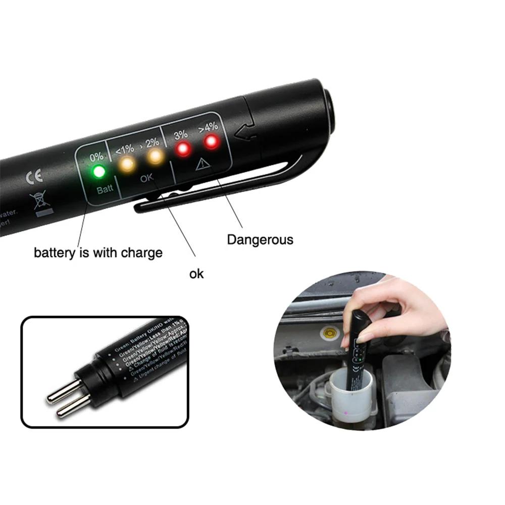 Brake Fluid Tester Pen,Hydraulic Fluid Liquid Oil Moisture Analyzer with 5 LED Indicators,Testing Tool for DOT3/4/5.1 Brake Flui