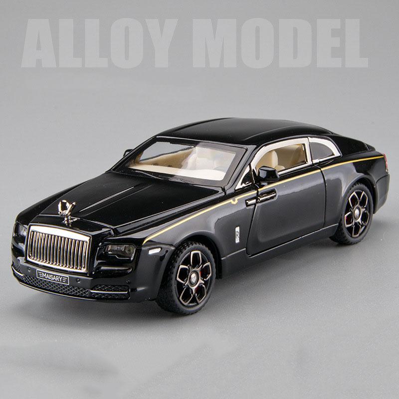 AAZH1 1:32 Rolls Royce Phantom Wraith Toys Car Diecast Alloy Model with Sound Light Pull Back Doors Opened Cars Friend's Birthday Gift