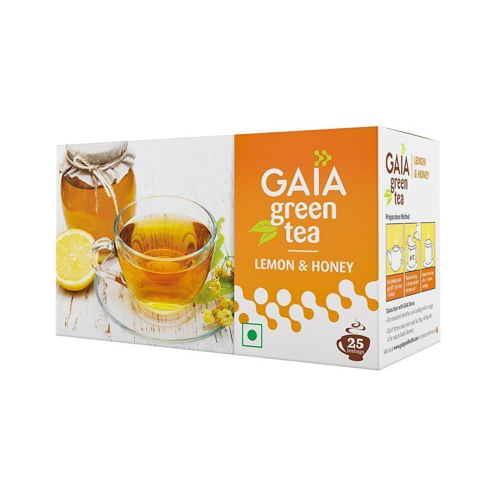 Green Tea with Lemon and Honey (25 Pak, 2 G), Green Tea Lemon & Honey, Gaia