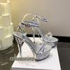 2024 Новые прозрачные босоножки из ПВХ с открытым носком для женщин, модные туфли на платформе и высоком каблуке для банкета с пряжкой в виде рыбьего рта