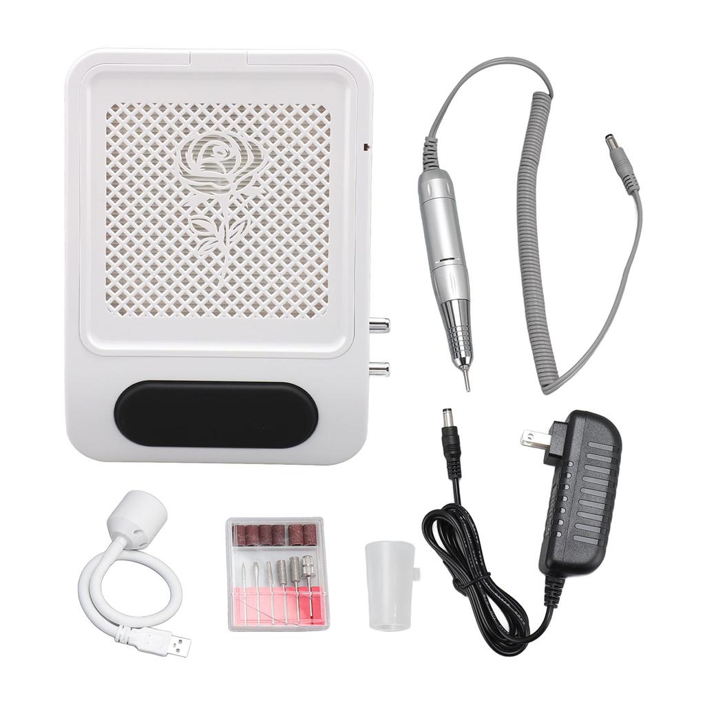 4 In 1 Nail Suction Dust Collector Grinder 6pcs Light Chips Multi Functional Manicure Lamp Grinder