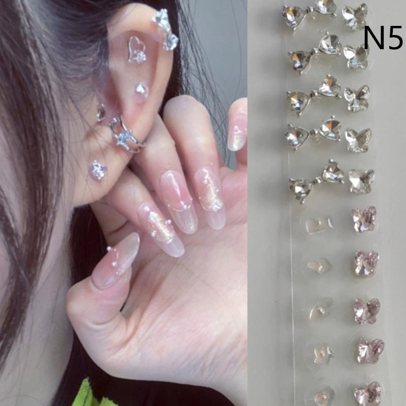 20 Patches Heart Butterfly Bow Rhinestone Ear Point Stickers Ear Pressure Stick Acupuncture Magnetic Beads Auricular Ear Sticker