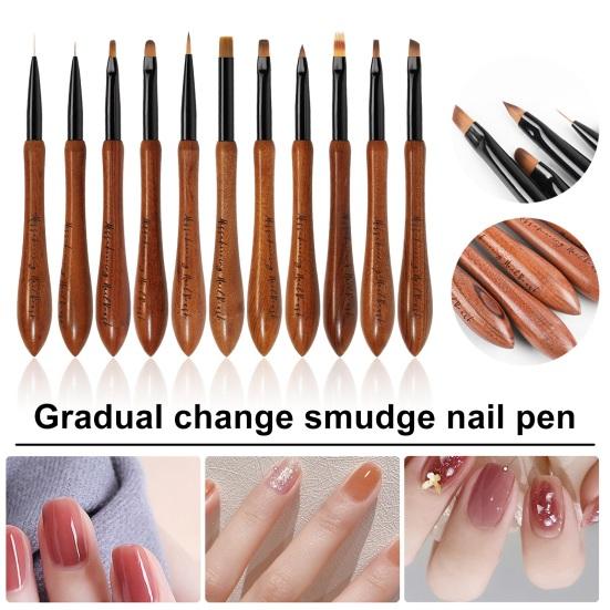 2 шт., кисть для дизайна ногтей, профессиональная гибкая щетина, ручка для маникюра, мелкая деталь, кисть для ногтей «сделай сам», для рисования кончиков ногтей