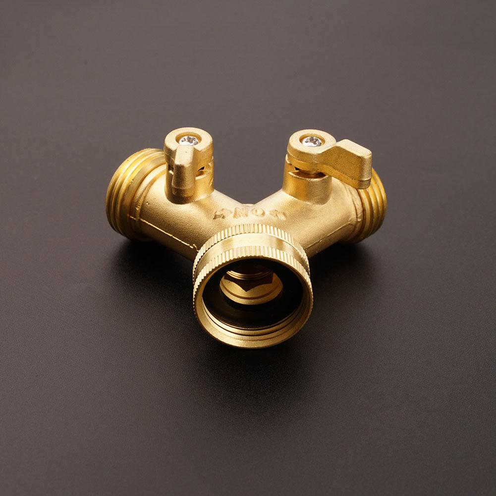 Garden Hose Y Valve Connectors Brass Hose Splitter With Solid Brass Handle Brass Y Valve Water Garden Hose Adapter 2 Way