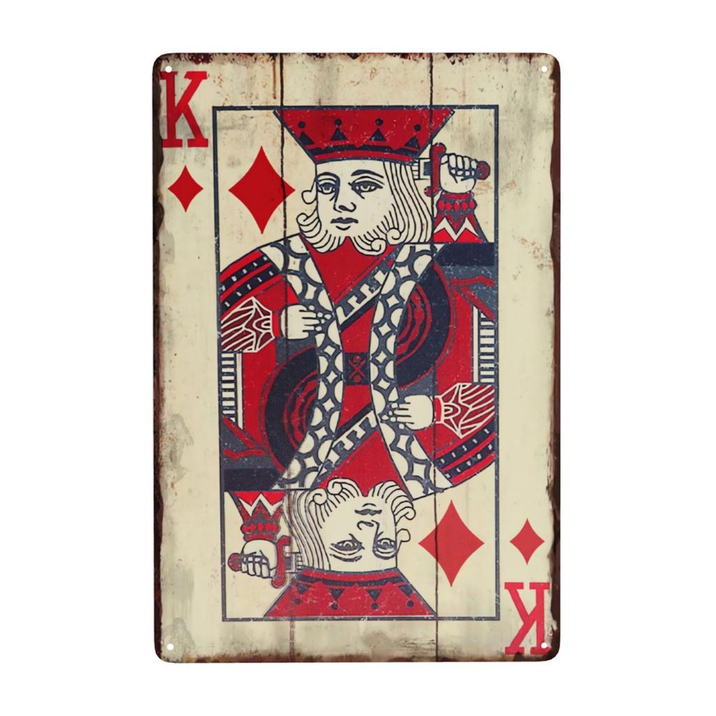 Vintage Poker Metal Sign Retro Joker Tin Sign King Jack Sign Wall Decoration for Home Cafe Pub Bar Shop 8x12 Inch
