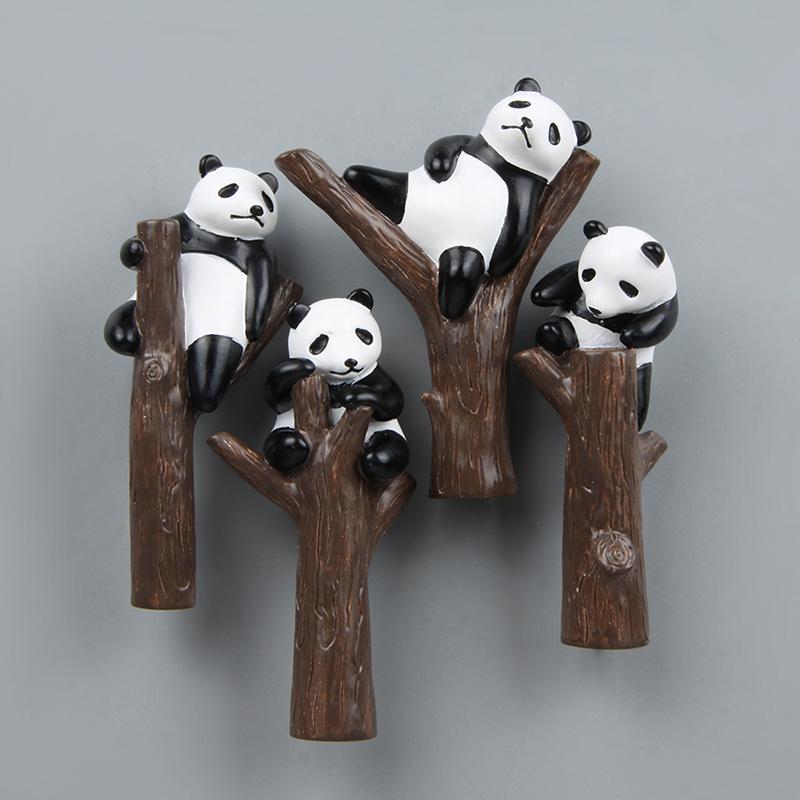 Панда, лежащая на ветке дерева, креативная магнитная пряжка, магнит на холодильник, присоска, магнитная наклейка, украшение для дома, Po Wall