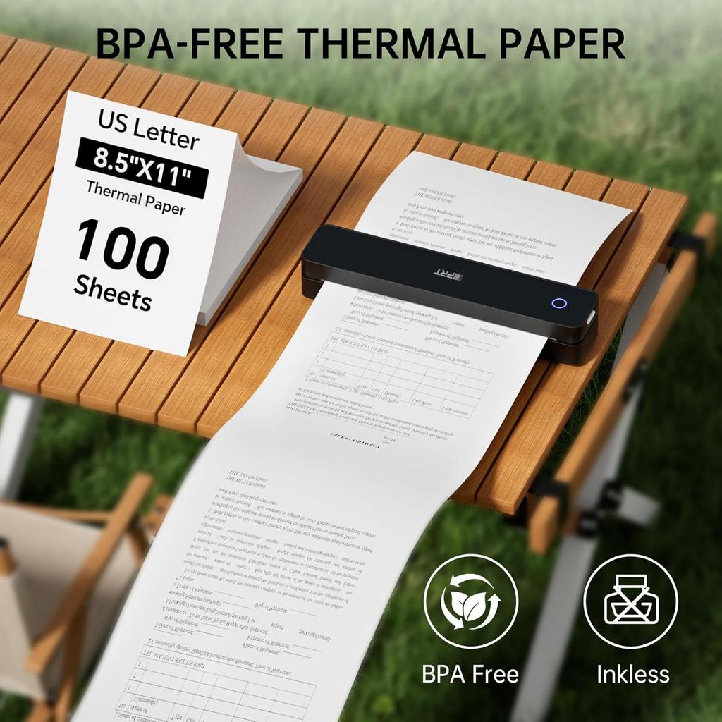 MT610 M08F Thermal Paper 8.5 x 11 for M08F-Letter, M832, M834, A285M, A80, A81, PR20, A40 & Most Letter Thermal Portable Printers, HPRT iDPRT PRT