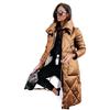 Glossy Parkas Outwear Women Long Sleeve Lapel Long Winter Keep Warm Parkas Outwear Zipper Cotton-Padded Coat Jackets