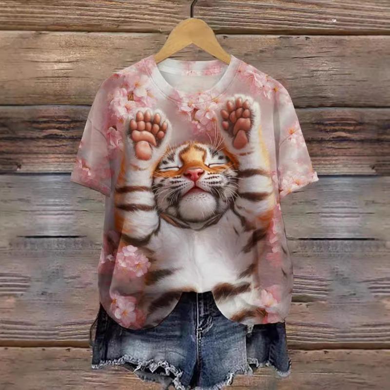 Летняя тонкая женская футболка с короткими рукавами и принтом в виде 3D-цифровых животных и насекомых