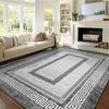 Luxury Chenille Mat Bohemian Floral Persian Mat Machine Washable for Living Room Bedroom Entryway Gray Black Boho Floor Mats