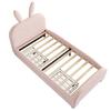 Soft Bed 90x200cm Rabbit Shape Velvet Fabric Children with Headboard 2 Drawers Ergonomic Design Strong Wood Slat Support Home Furniture Kids
