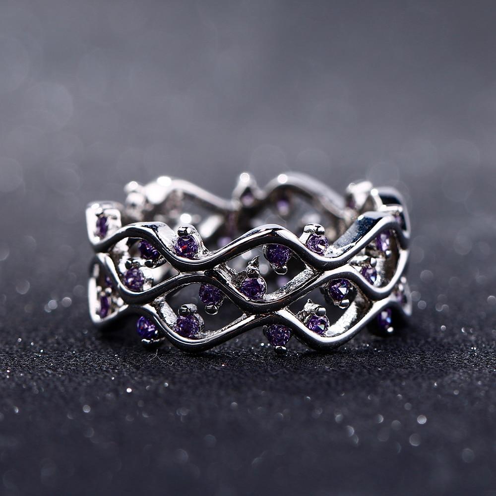 BELLA BOX Роскошные геометрические кольца с аметистом для женщин, обручальное полое кольцо, оптовая продажа, ювелирное изделие, подарок