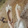 Pearl With Bow Woman Flats Promotion Young Comfortable and Elegant Dress Popular 39 Stylish Pointed Toe Slip-on Shoes for Women