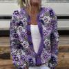 Women Sweater Cardigan Round Neck Long Sleeve 3D Flower Pattern Button Up Knit