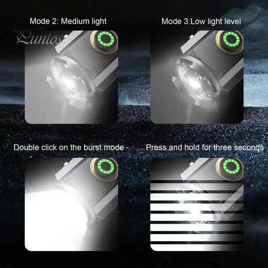 Фонарик водонепроницаемый Hands-Free магнитное основание клипса 5 режимов света аккумуляторная батарея портативный для кемпинга на открытом воздухе чрезвычайных ситуаций