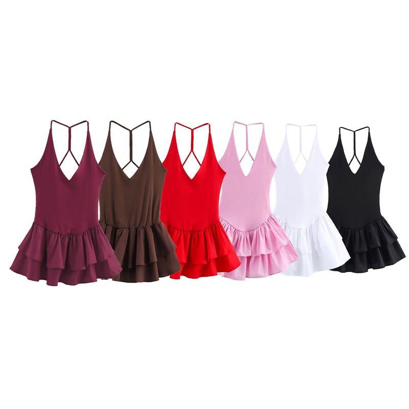 Kaslead New Arrival Women's Clothing Fashion Style Fashion Minimalist Slim-Fitting Patchwork Hanging Collar Dress 4174376