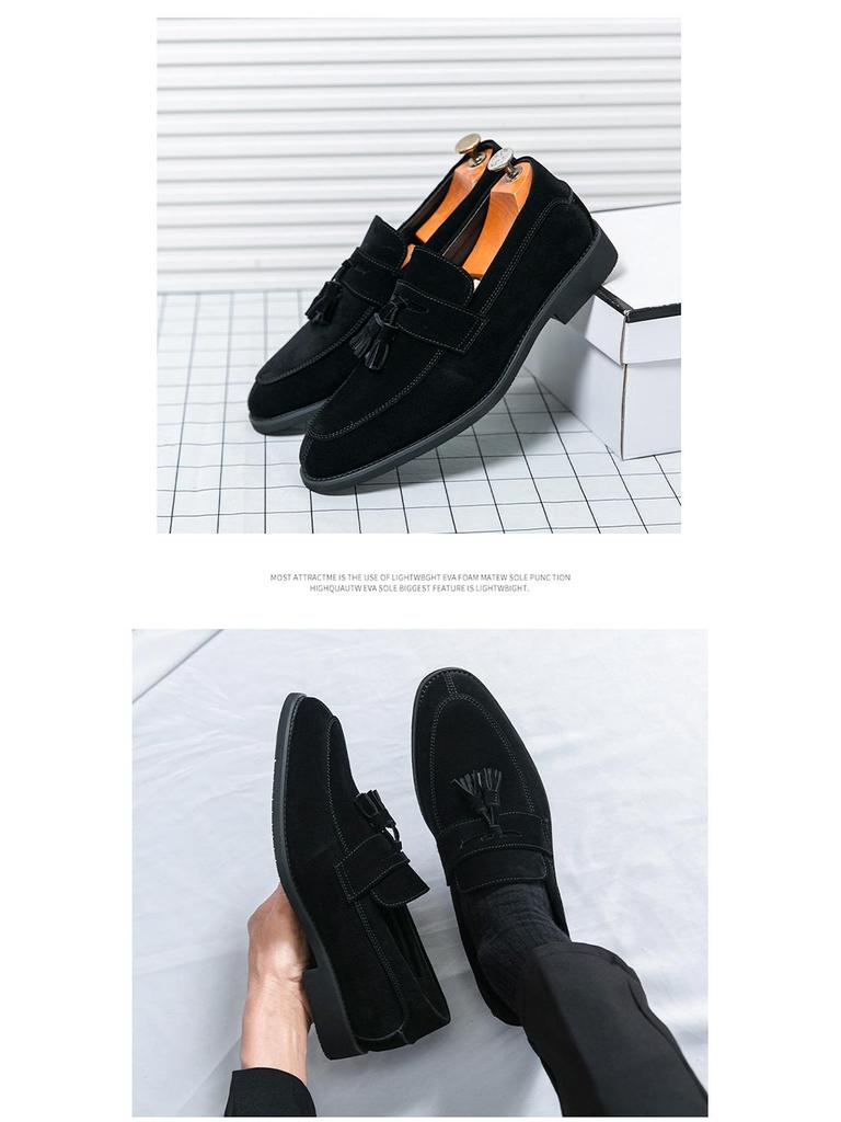 Мужские лоферы с кисточками из матовой кожи больших размеров: Деловые повседневные туфли с острым носком