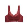 French Style Bra for Women Gathering Red Bra Without Steel Ring Lace Push Up Bra