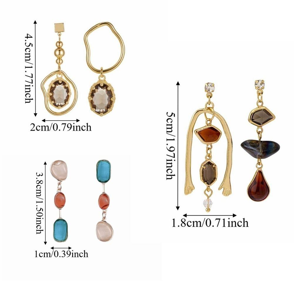 Elegant Asymmetric Earrings Zircon Vintage Earrings Gift Drop Dangle Earrings Women