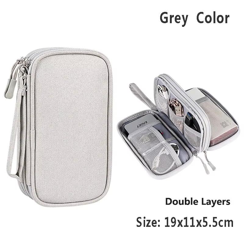 Travel Portable Digital Product Storage Bag Waterproof Double Layer Case for USB Data Cable Organizer Portable Tech Gadget Pouch