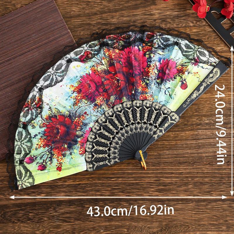 1 шт. Пластиковый складной веер с цветами, поделки, цветочный ручной танцевальный веер в испанском стиле, украшение для свадебной вечеринки, кружевной веер