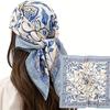 Female 70cm Satin Square Scarf Vintage Spring and Summer Senior Sense Print Designer Ladies Headscarf Women Scarves