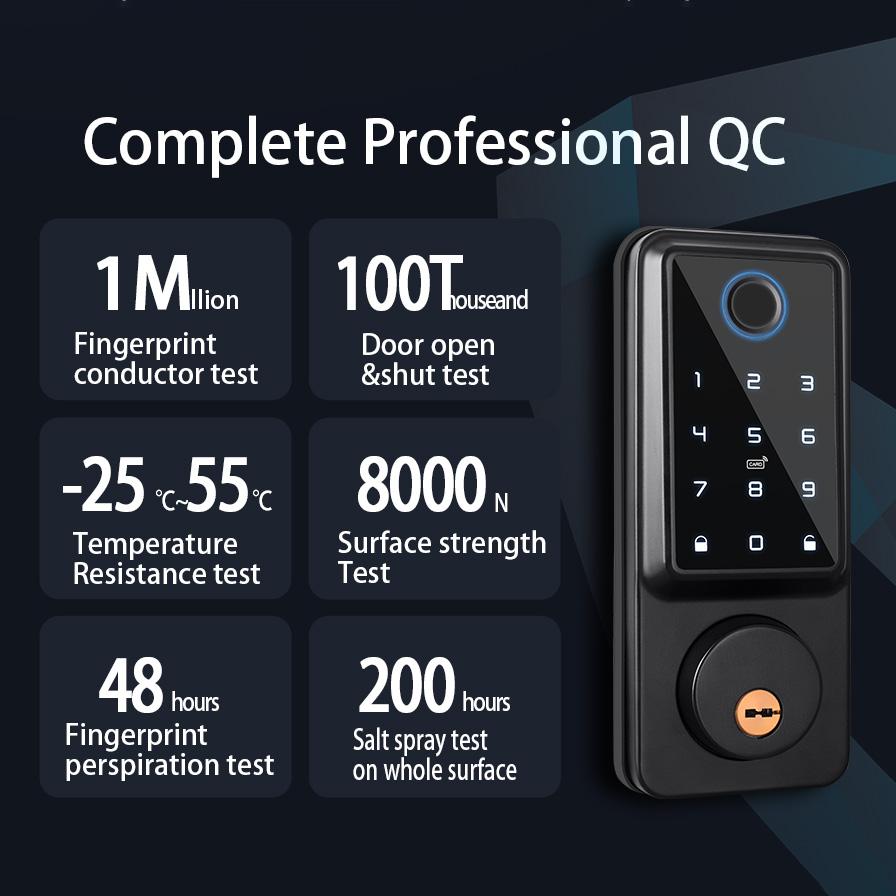 TOPTEQ A1 New Deadbolt Lock Entry Tuya Wifi TTlock Ble Deadbolt Lock Touch Digital Fingerprint Electronic Deadbolt Lock