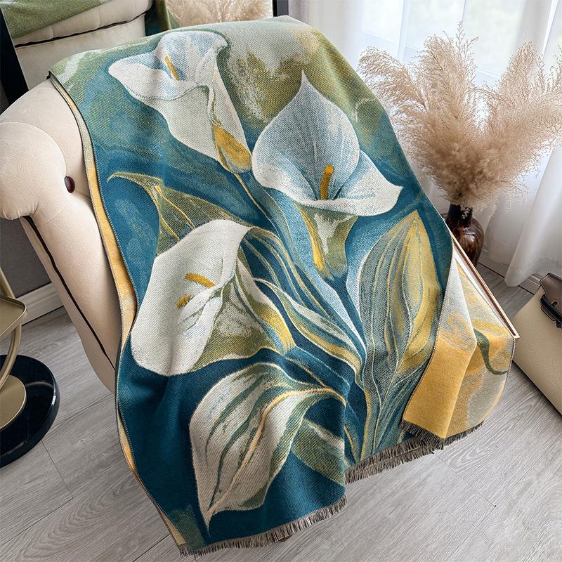 Осенне-зимняя двухсторонняя цветная масляная живопись, утолщенный теплый шарф, защитная шаль для шеи в кондиционируемом помещении