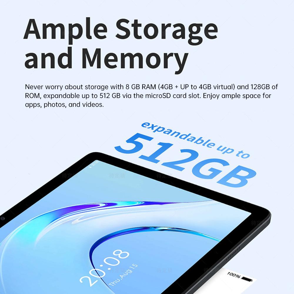 Планшет G-tab T11 Android 14, 10,1 дюйма 1280*800 IPS-экран, Unisoc T606 8 ядер Макс. 1,6 ГГц, 8 ГБ ОЗУ (4 ГБ + 4 ГБ расширение) 128 ГБ ПЗУ