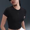 Nike Solid Color Round Neck Slim Fit Short Sleeve T-Shirt Women Tops Black HF9539-010