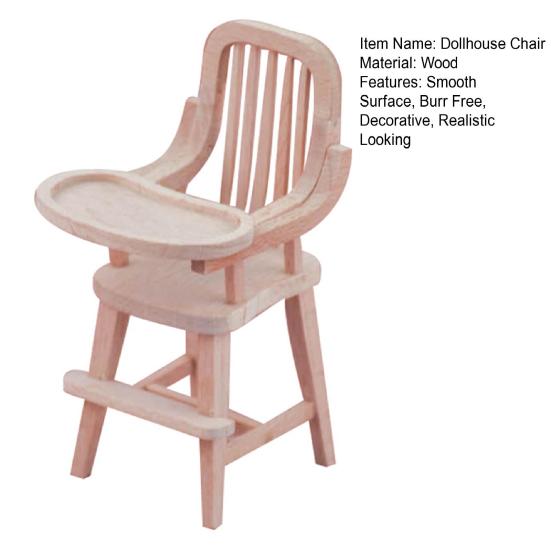 Фотореквизит Тонкая работа Новинка 1:12 имитация детского обеденного стула модель кукольного домика аксессуар ролевая игрушка кукольный домик деревянный