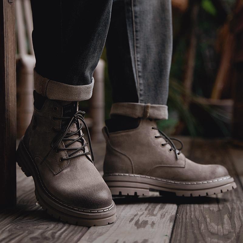 Модные Нескользящие Повседневные Базовые Ботинки Модная Уличная Обувь На Все Случаи Замшевая Кожа Мужские Мотокроссовые Ботинки Для Отдыха Прогулочные Высокие Ботинки