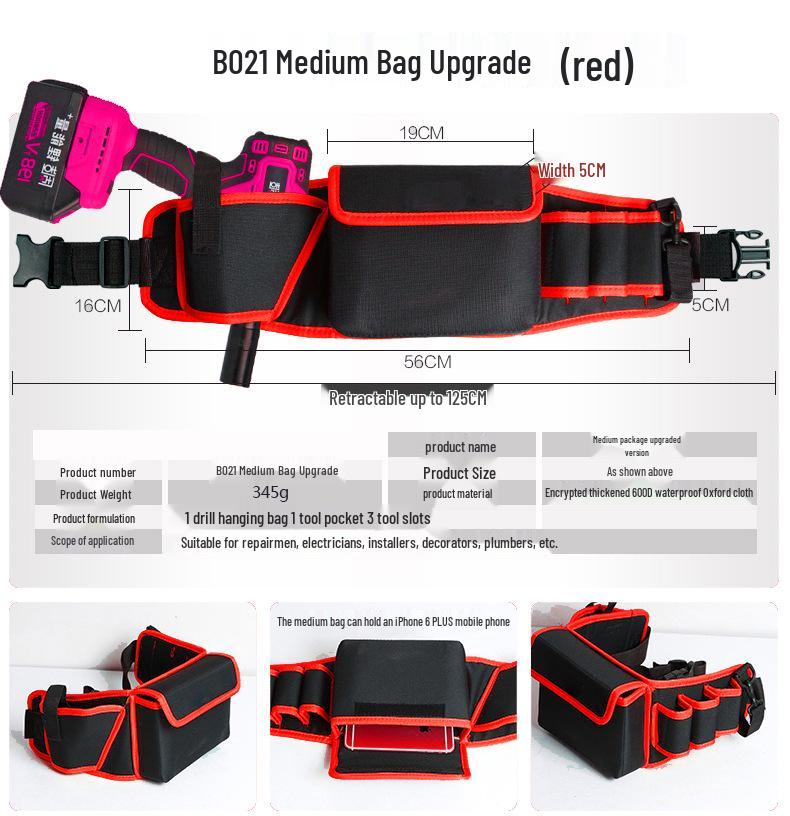 Утолщенная холщовая поясная сумка для мультиинструмента с большими и маленькими карманами для электриков