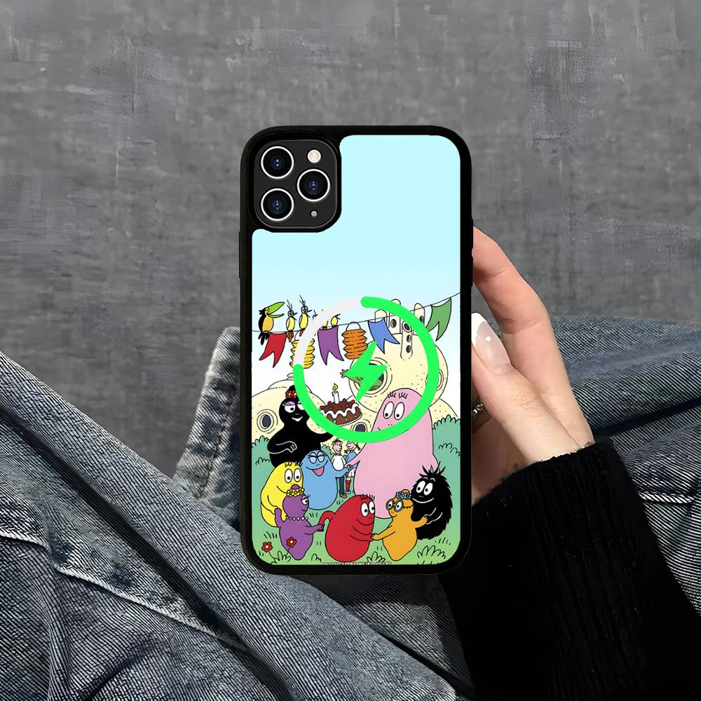 Cartoon Barbapapa Magnetic Wireless Phone Case For IPhone 17 16 15 14 Plus 13 12 11 Pro Max