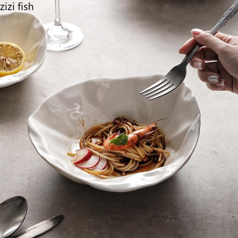 Керамическая салатница Тарелки для еды Фруктовая тарелка Суповые тарелки Миска для лапши Холодные овощи Тарелки для десерта Диск для сашими Поднос для закусок