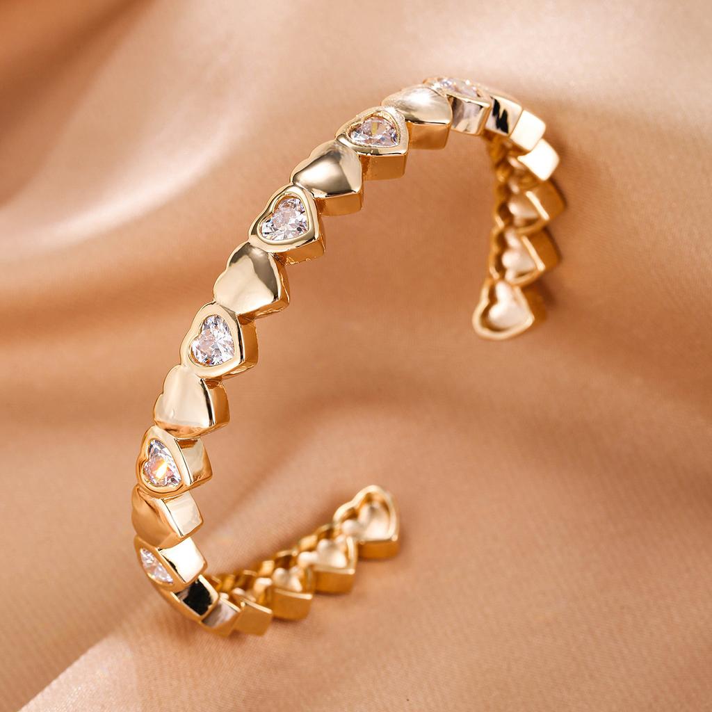 New Heart-Shaped Zircon Bracelet Punk Rap Hip Hop Bracelet Ornament