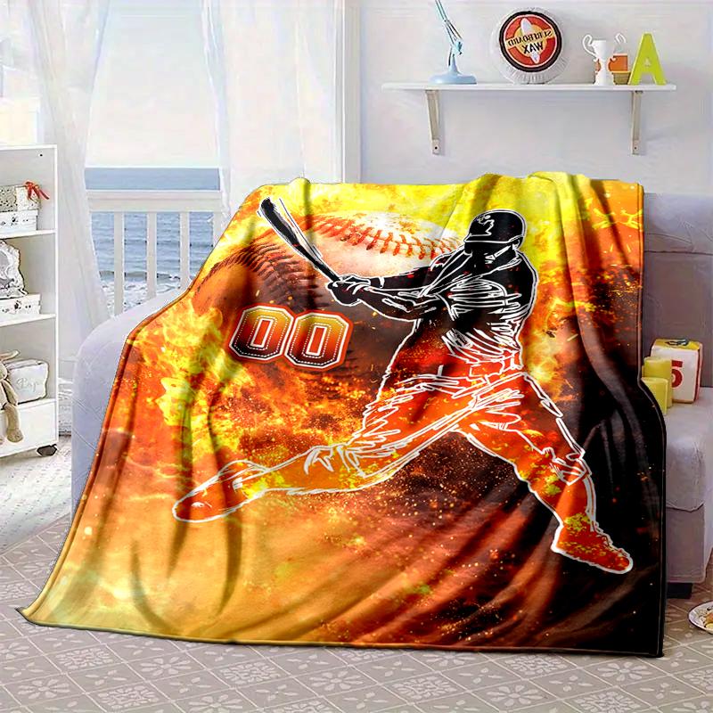 Baseball Fire Power Blanket Flannel Blanket for bed, sofa, Camping, Hiking, Picnic Essentials, gift for family Fan gifts