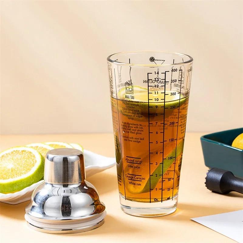 400/600 мл стеклянный шейкер для коктейлей, ручной шейкер, чашка с весами, шейкер для лимона, молока, чая, чашка из нержавеющей стали с крышкой, миксер для вина и напитков