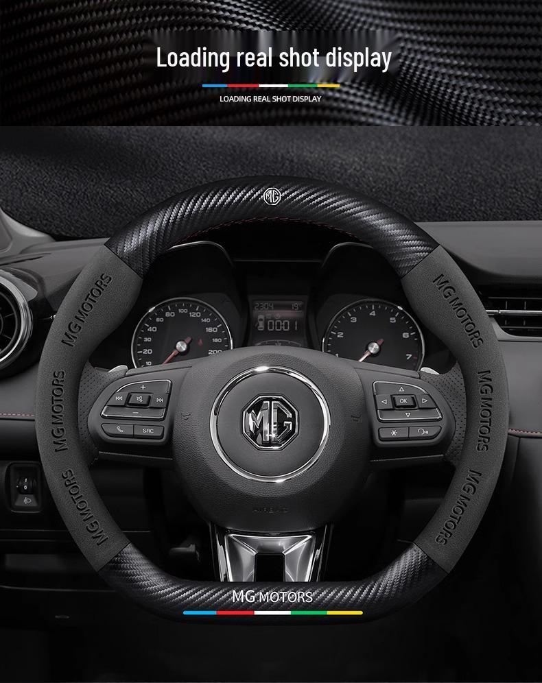 MG ZS6 & Scorpio Navigator ONE Suede Steering Wheel Cover - Magnolia 5 Model