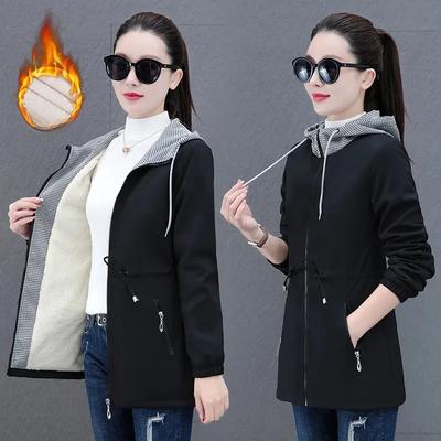 Осенне-зимняя женская ветровка, пальто, корейская бархатная куртка с капюшоном и хлопковой подкладкой средней длины, женская верхняя одежда, пальто 5XL