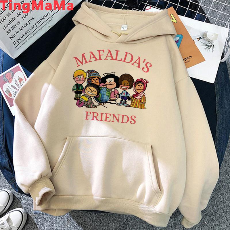 Mafalda Мужские и женские толстовки с капюшоном в японском стиле Харадзюку, осенне-зимний спортивный топ