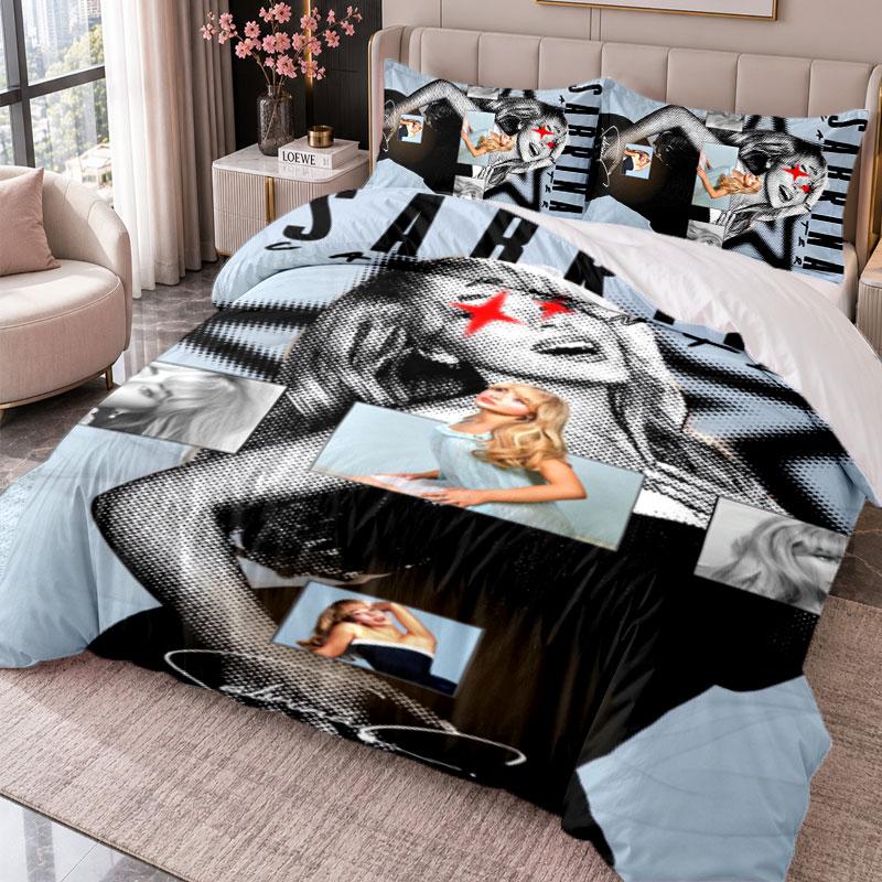 Sabrina Carpenter 3Pcs Bedding Set Duvet Cover With Two Pillowcases For Bedroom Home Decoration