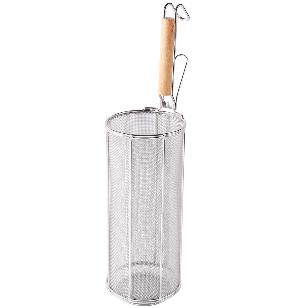 Commercial Pasta Pot 30cm Wooden Handle High Quality Stainless Steel Double Frame Structure Spaghetti Drainer Colander 18-8