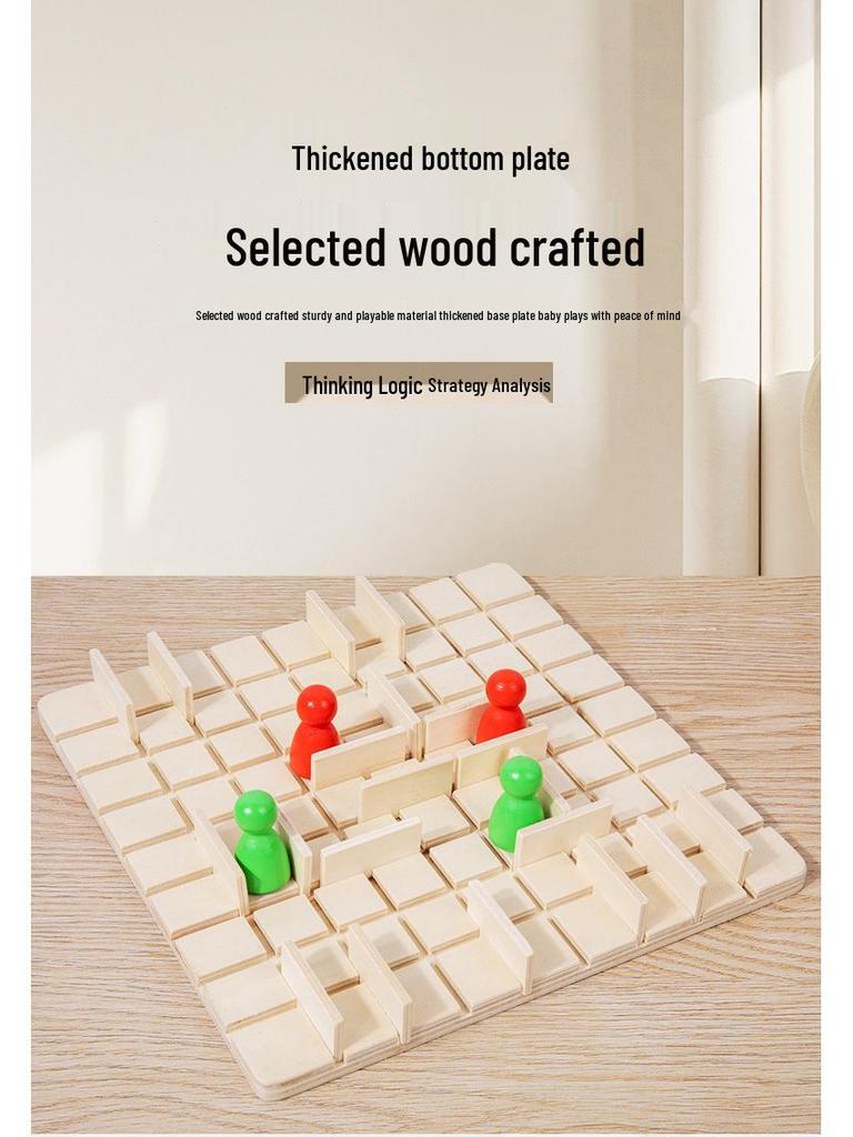 Wooden Two-Player Children's Logic Chess Game – Educational Multi-Player Brain Teaser