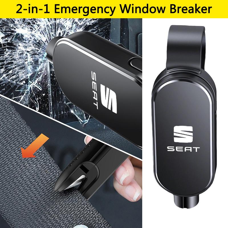 Car Safety Hammer Window Glass Breaker Emergency Escape Tool For Seat Ibiza Altea Leon Cupra Cordoba Alhambra Arosa Accessories